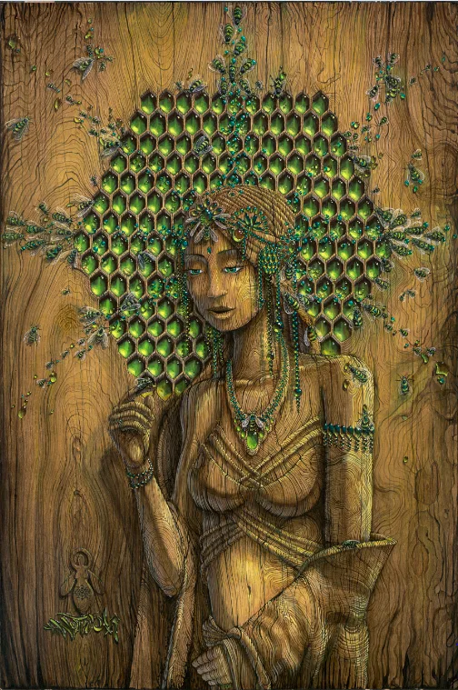 Bee Queen Portrait — artwork by Derek Notes Leitch
