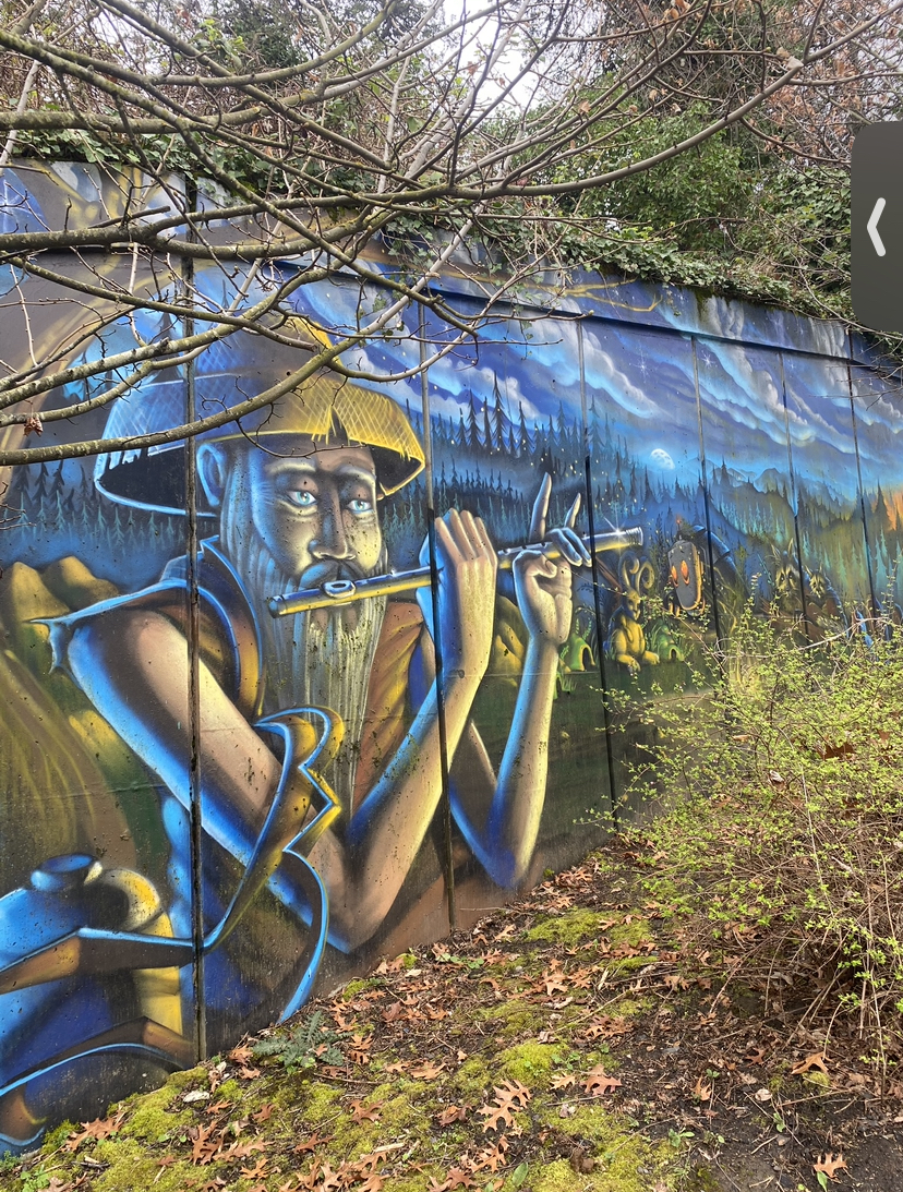 The Flute Player — mural by Derek Notes Leitch
